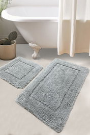 Mijölnir Juego de alfombrillas de baño de algodón Gris (2 piezas)